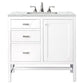 Addison 36" Single Vanity, Glossy White w/ 3 CM Ethereal Noctis Top