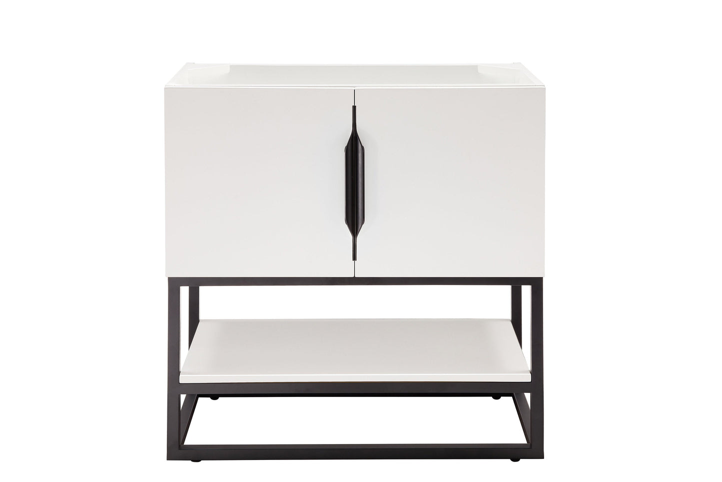 Columbia 31.5" Single Vanity Cabinet, Glossy White, Matte Black