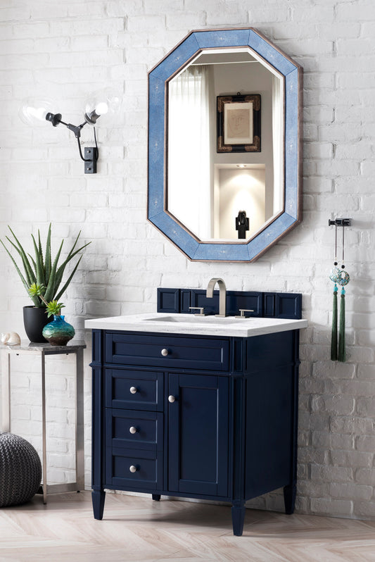 Brittany 30" Single Vanity, Victory Blue w/ 3 CM Arctic Fall Solid Surface Top