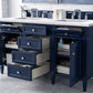 Brittany 60" Double Vanity, Victory Blue w/ 3 CM Arctic Fall Solid Surface Top