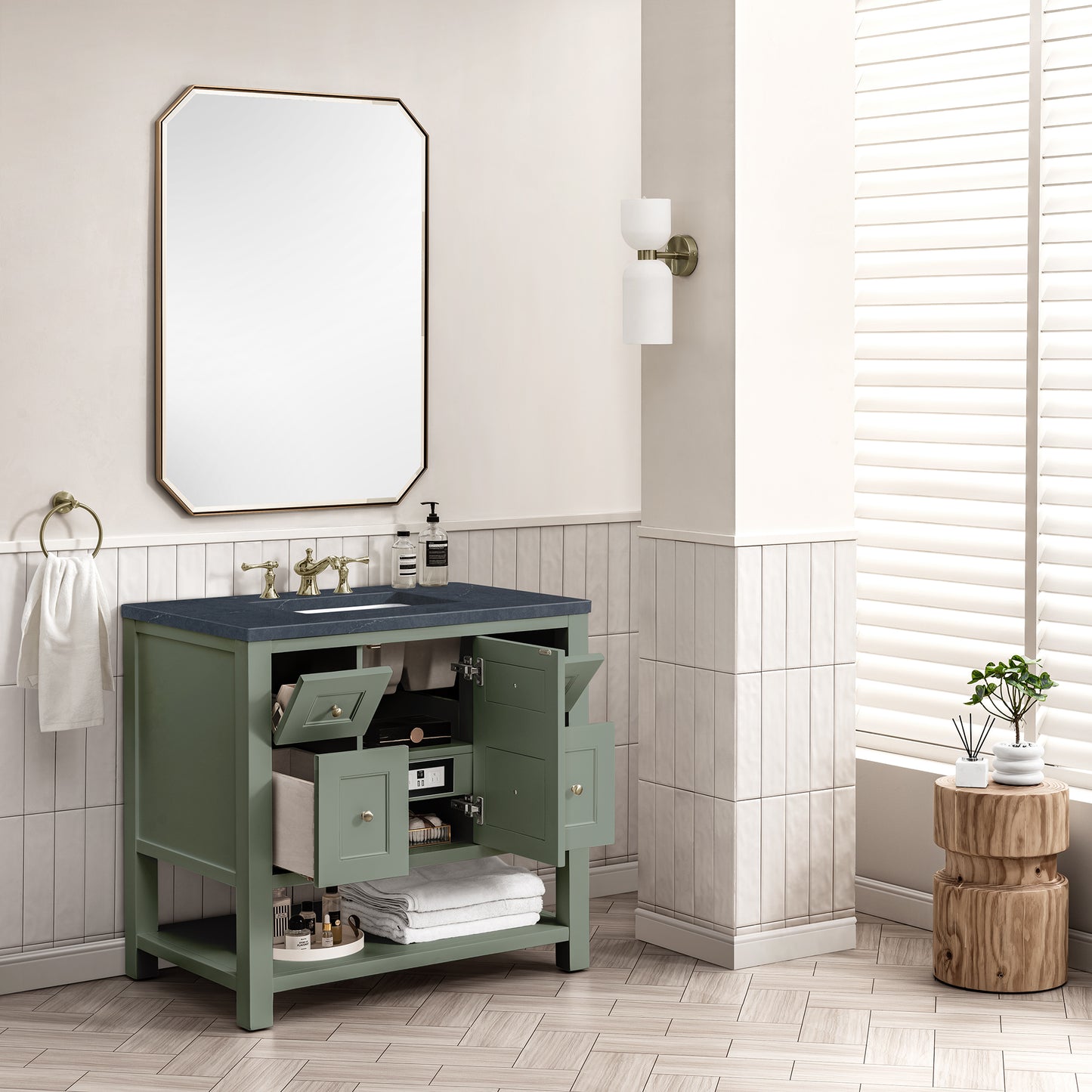 Breckenridge 36" Single Vanity, Smokey Celadon w/ 3 CM Charcoal Soapstone Top