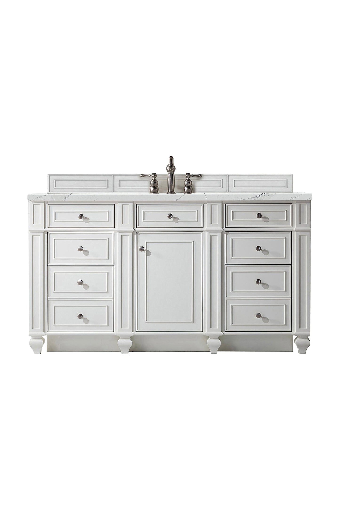 Bristol 60" Single Vanity, Bright White w/ 3 CM Ethereal Noctis Quartz Top