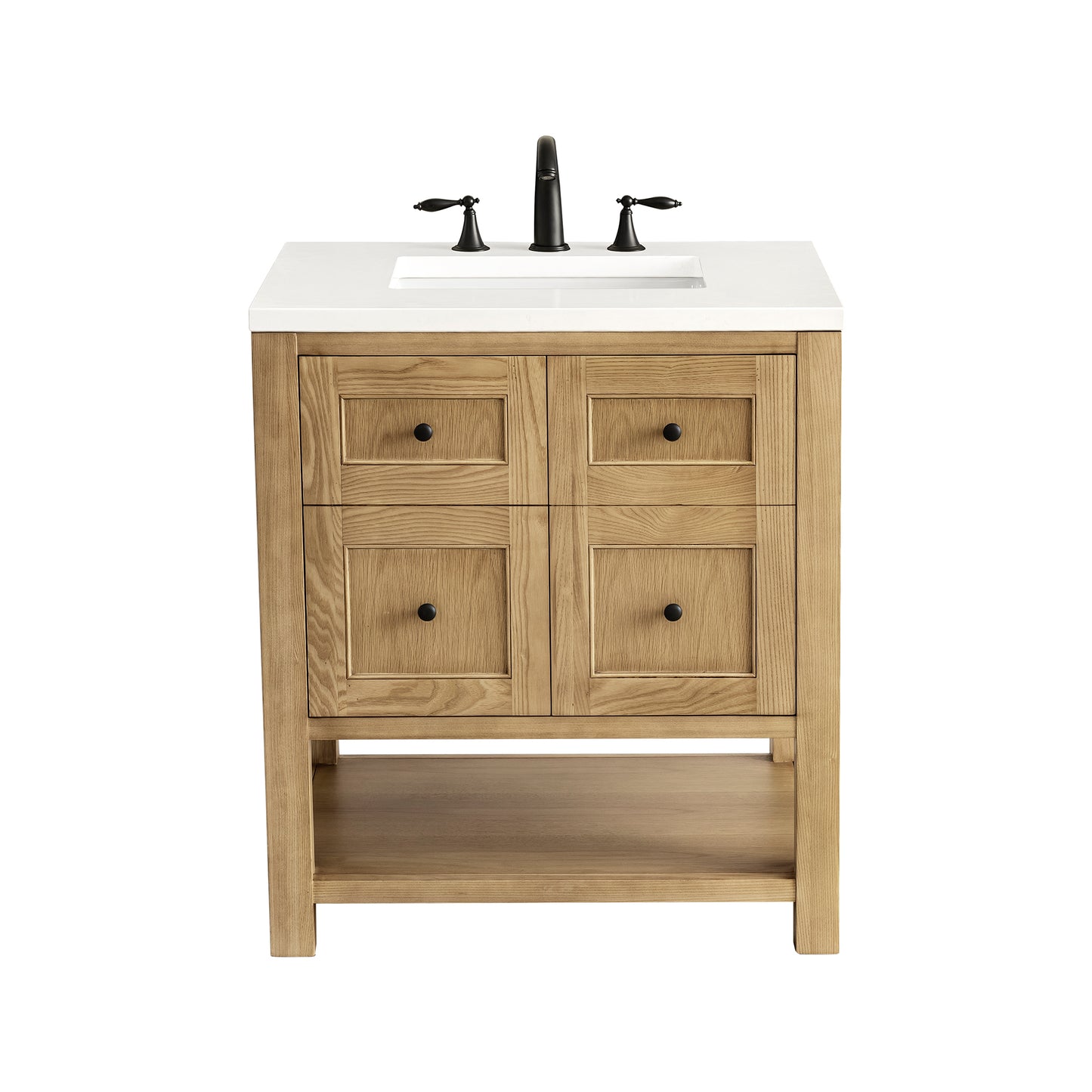 Breckenridge 30" Single Vanity, Light Natural Oak w/ 3 CM White Zeus Top