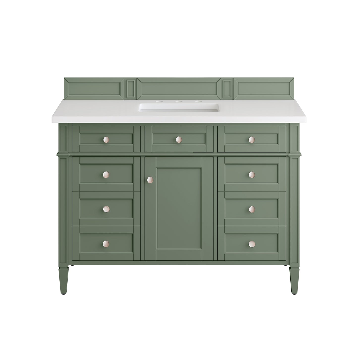 Brittany 48" Single Vanity, Smokey Celadon w/ 3 CM White Zeus Top