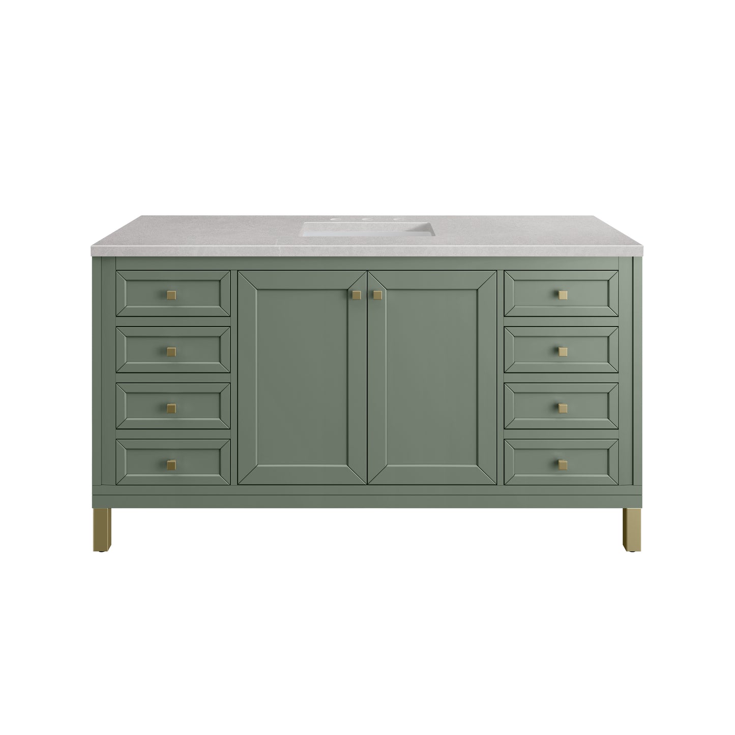 Chicago 60" Single Vanity, Smokey Celadon w/ 3 CM Eternal Serena Top