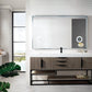 Columbia 72" Single Vanity, Ash Gray, Matte Black w/ Glossy White Composite Stone Top