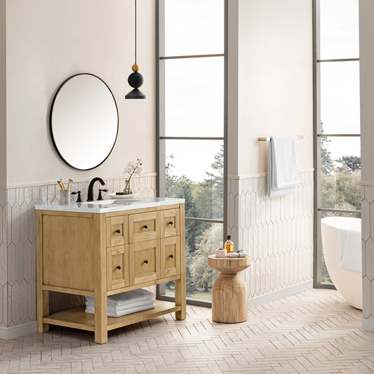 Breckenridge 36" Single Vanity, Light Natural Oak w/ 3 CM Ethereal Noctis Top