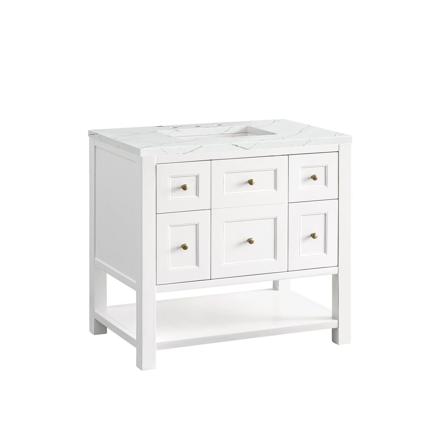 Breckenridge 36" Single Vanity, Bright White w/ 3 CM Ethereal Noctis Top