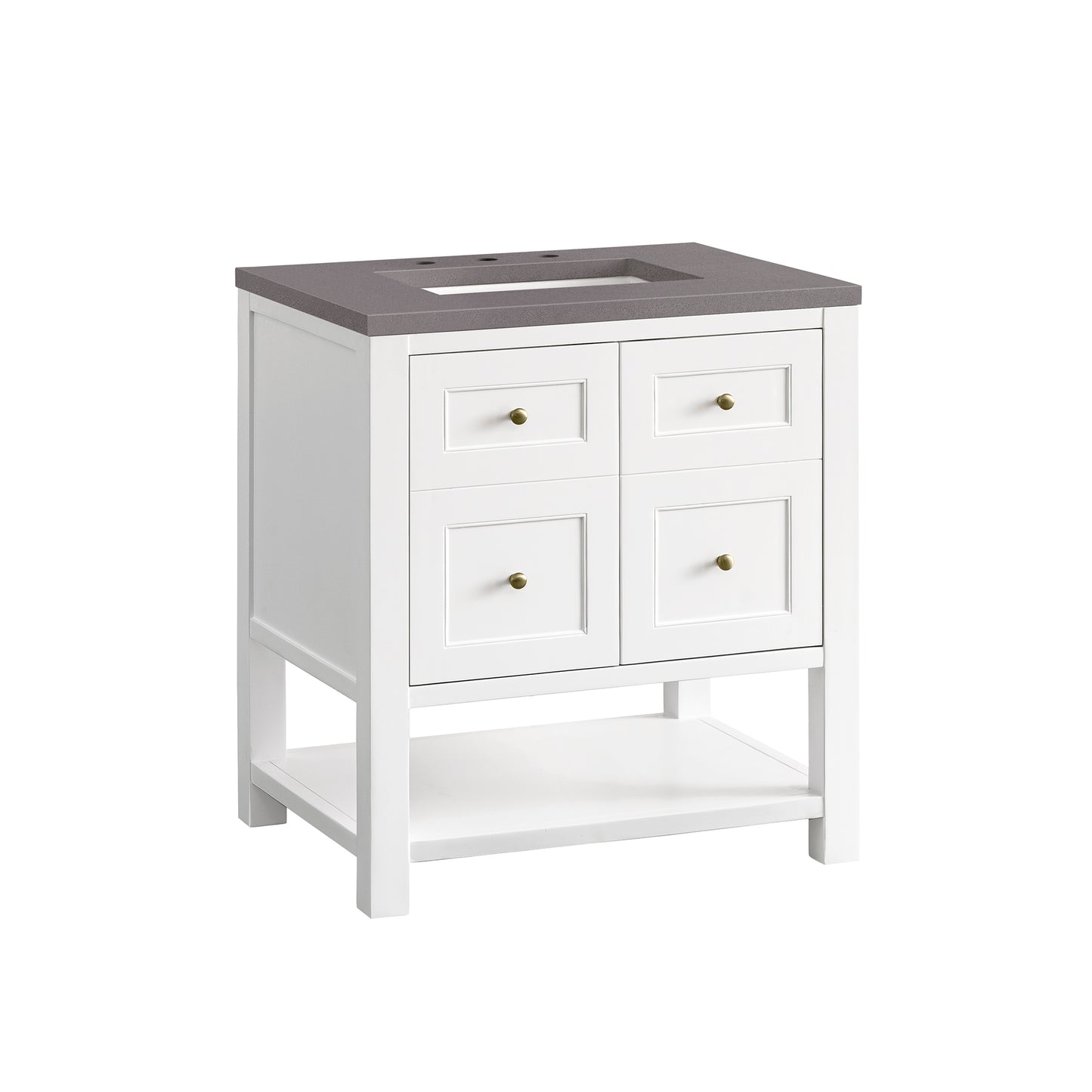 Breckenridge 30" Single Vanity, Bright White w/ 3 CM Grey Expo Top