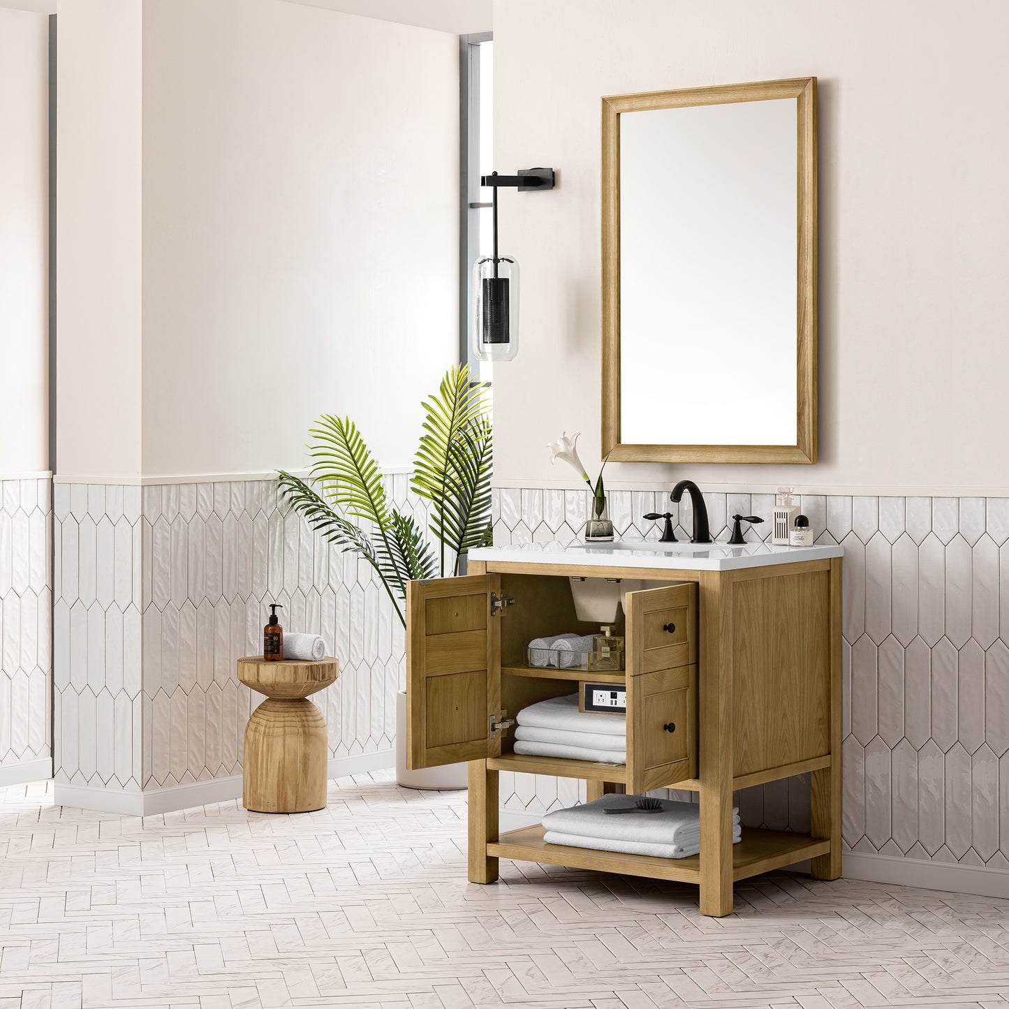 Breckenridge 30" Single Vanity, Light Natural Oak w/ 3 CM White Zeus Top