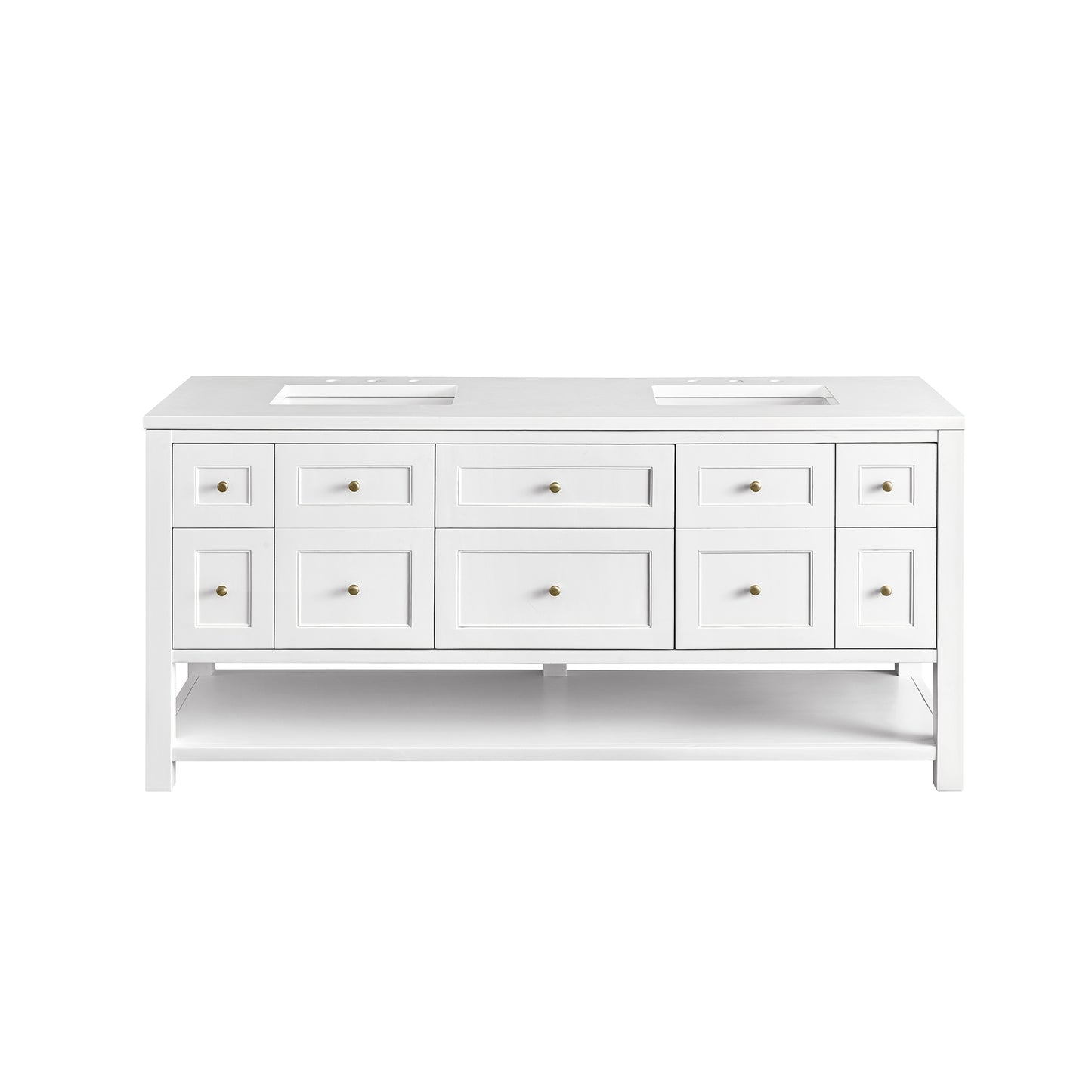 Breckenridge 72" Double Vanity, Bright White w/ 3 CM White Zeus Top