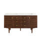 Amberly 60" Double Vanity, Mid-Century Walnut w/ 3 CM White Zeus Top