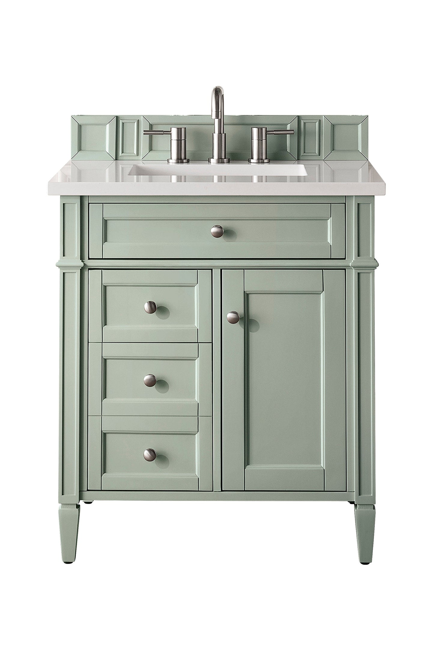 Brittany 30" Single Vanity, Sage Green, w/ 3 CM White Zeus Quartz Top