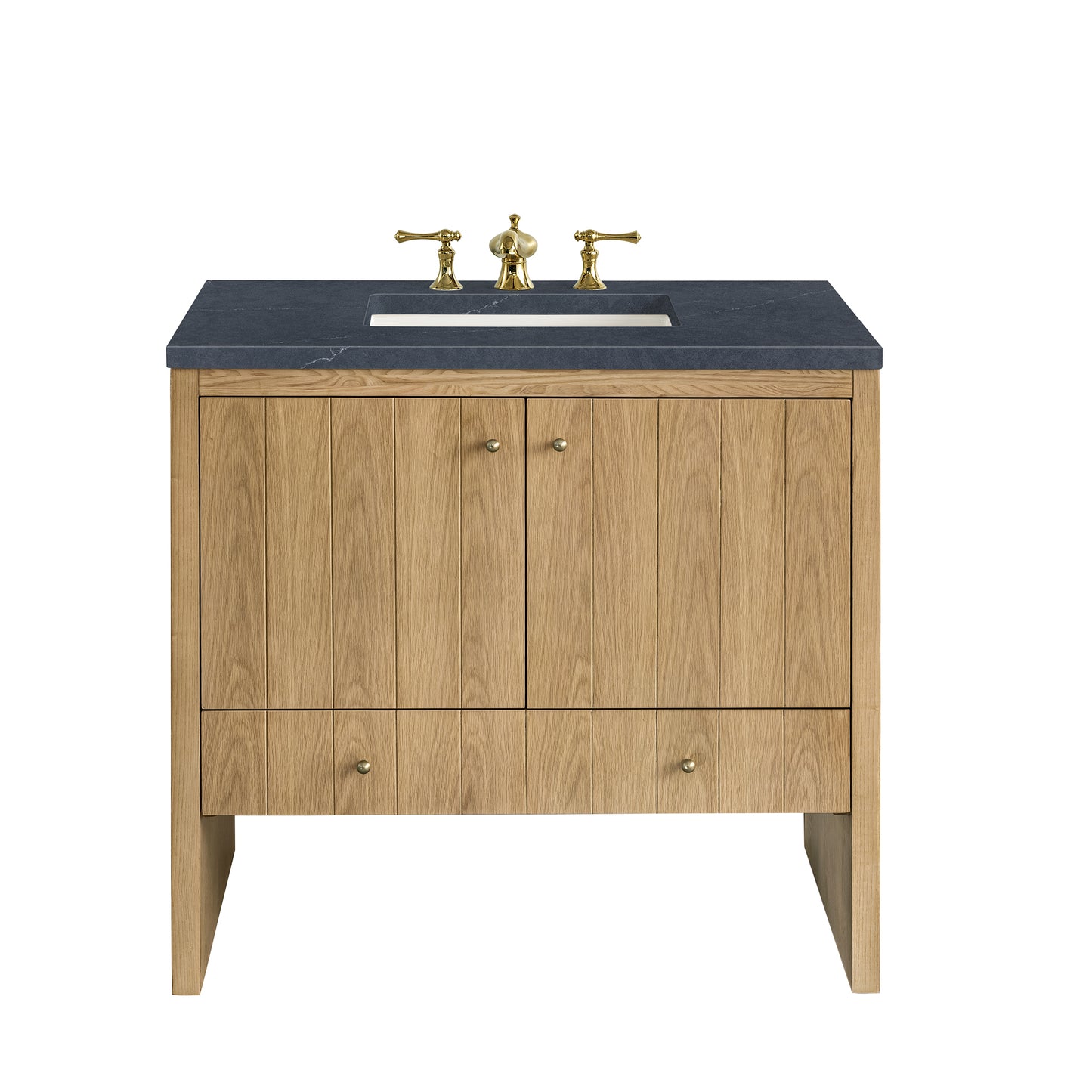 Hudson 36" Single Vanity, Light Natural Oak w/ 3 CM Charcoal Soapstone Top