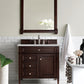 Brittany 36" Single Vanity, Burnished Mahogany w/ 3 CM Eternal Serena Quartz Top