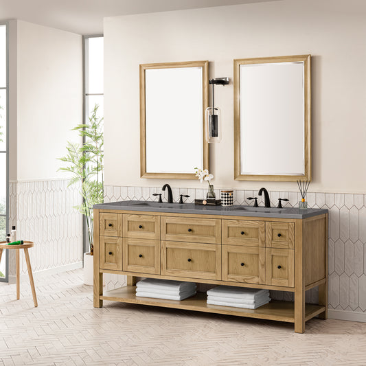 Breckenridge 72" Double Vanity, Light Natural Oak w/ 3 CM Grey Expo Top