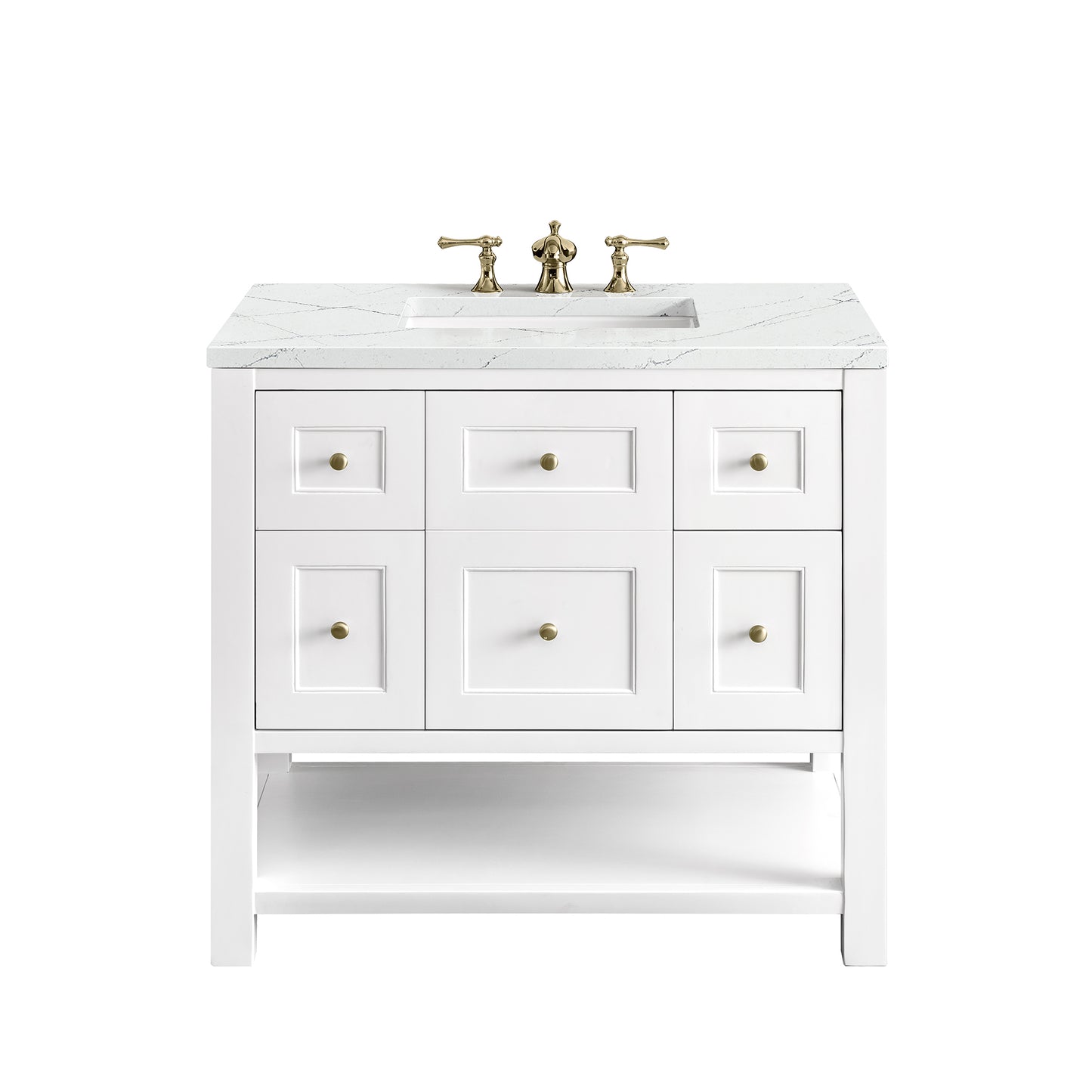 Breckenridge 36" Single Vanity, Bright White w/ 3 CM Ethereal Noctis Top