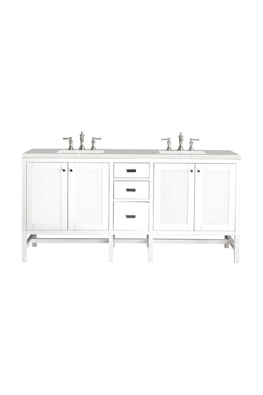 Addison 72" Double Vanity, Glossy White w/ 3 CM Eternal Serena Top