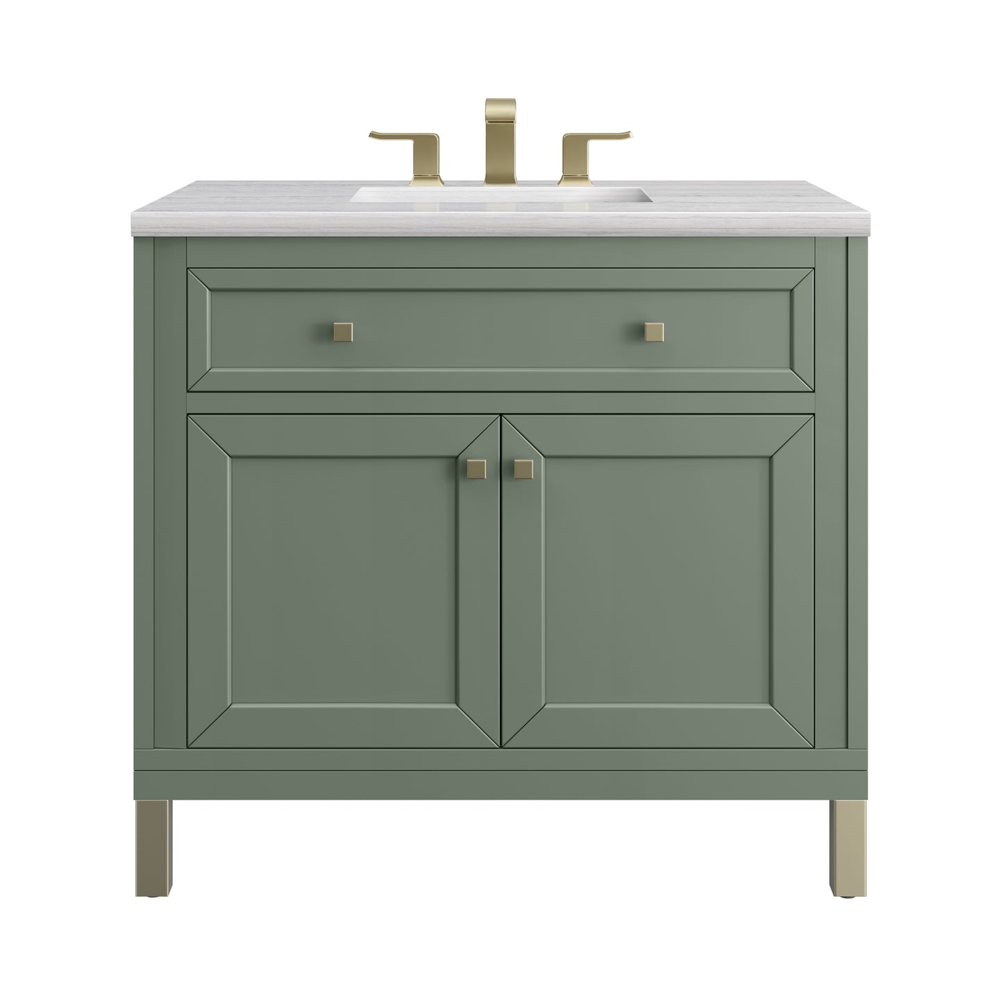 Chicago 36" Single Vanity, Smokey Celadon w/ 3 CM Arctic Fall Top