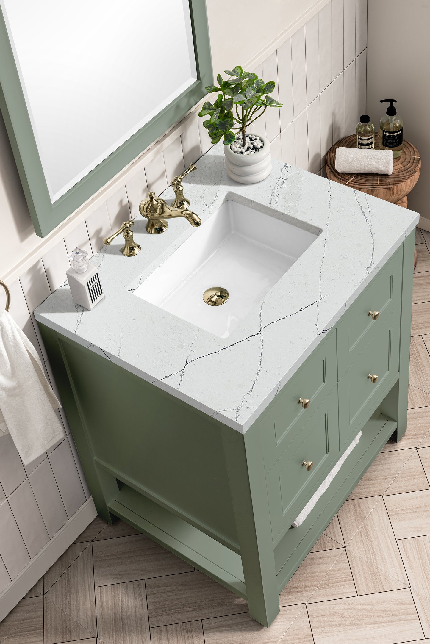 Breckenridge 30" Single Vanity, Smokey Celadon w/ 3 CM Ethereal Noctis Top