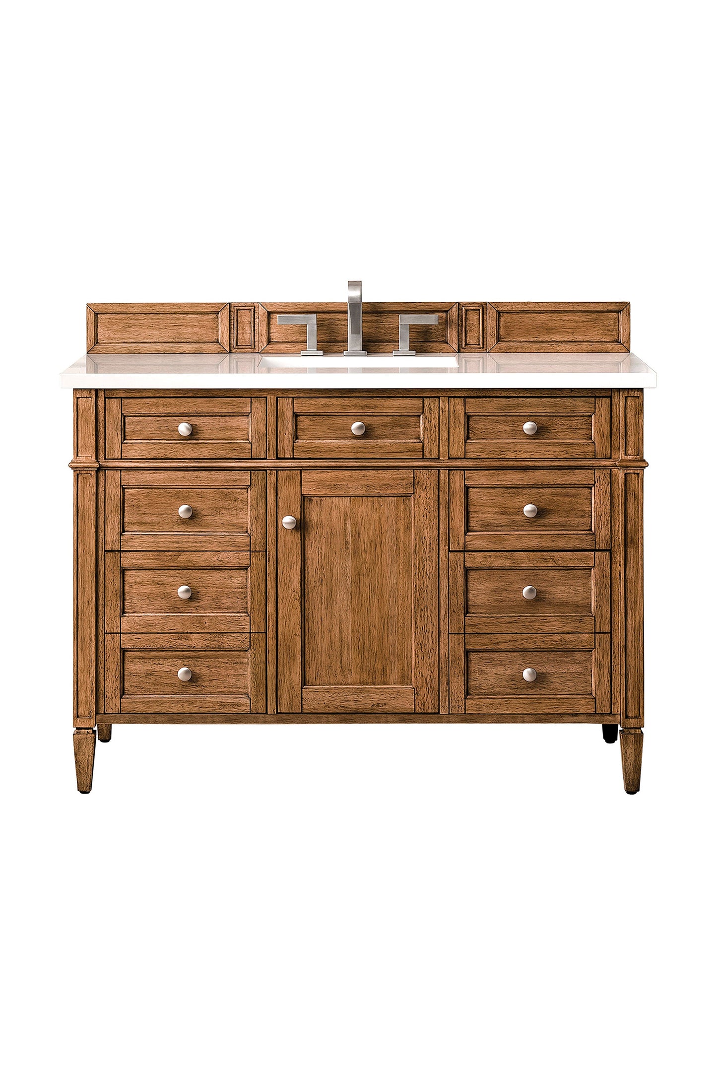 Brittany 48" Single Vanity, Saddle Brown w/ 3 CM White Zeus Quartz Top