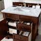 Brookfield 36" Single Vanity, Warm Cherry w/ 3 CM Carrara Marble Top