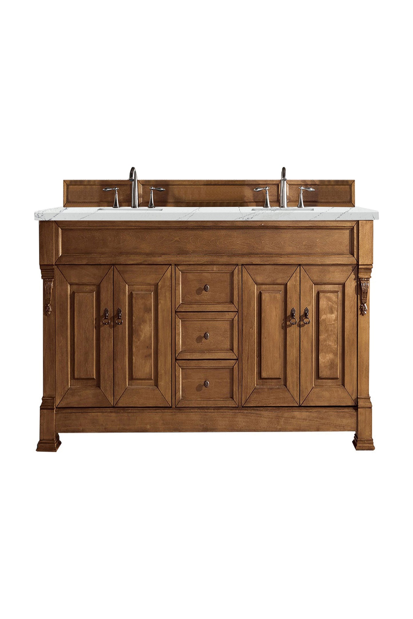 Brookfield 72" Double Vanity, Country Oak w/ 3 CM Ethereal Noctis Quartz Top