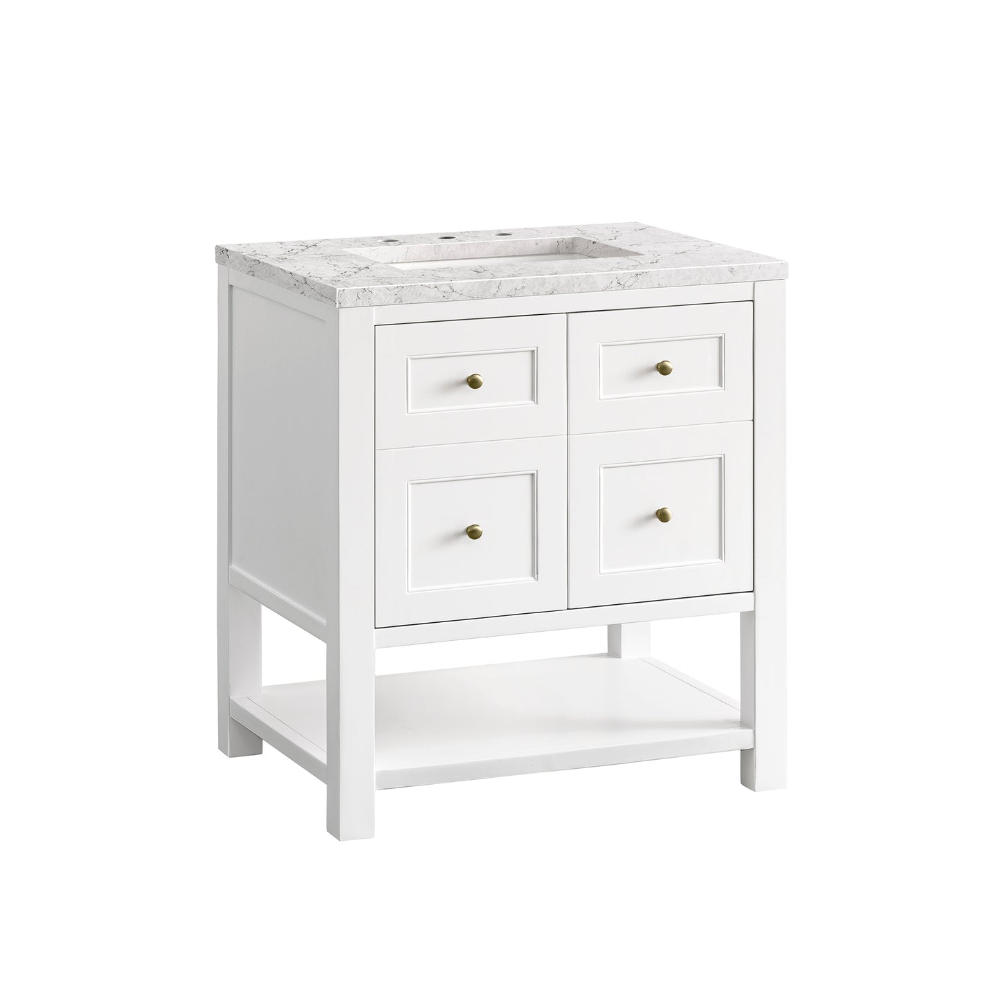 Breckenridge 30" Single Vanity, Bright White w/ 3 CM Eternal Jasmine Pearl Top