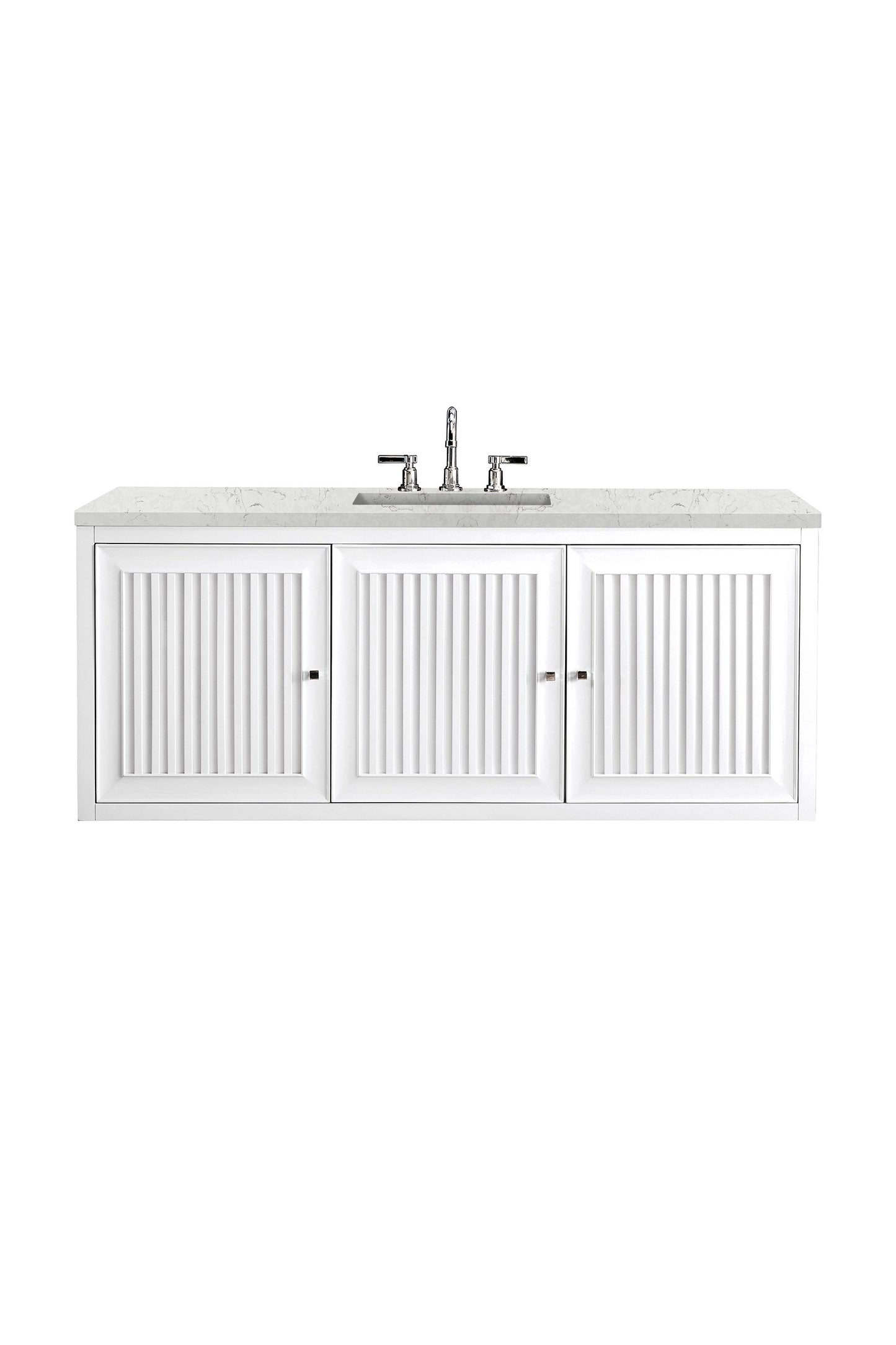 Athens 60" Single Vanity, Glossy White w/ 3 CM Eternal Jasmine Pearl Quartz Top