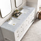 Breckenridge 72" Double Vanity, Bright White w/ 3 CM Carrara Marble Top