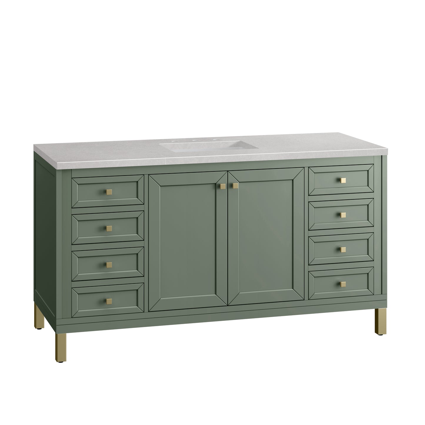 Chicago 60" Single Vanity, Smokey Celadon w/ 3 CM Eternal Serena Top