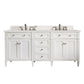 Brittany 72" Double Vanity, Bright White Vanity w/ 3 CM Eternal Serena Quartz Top