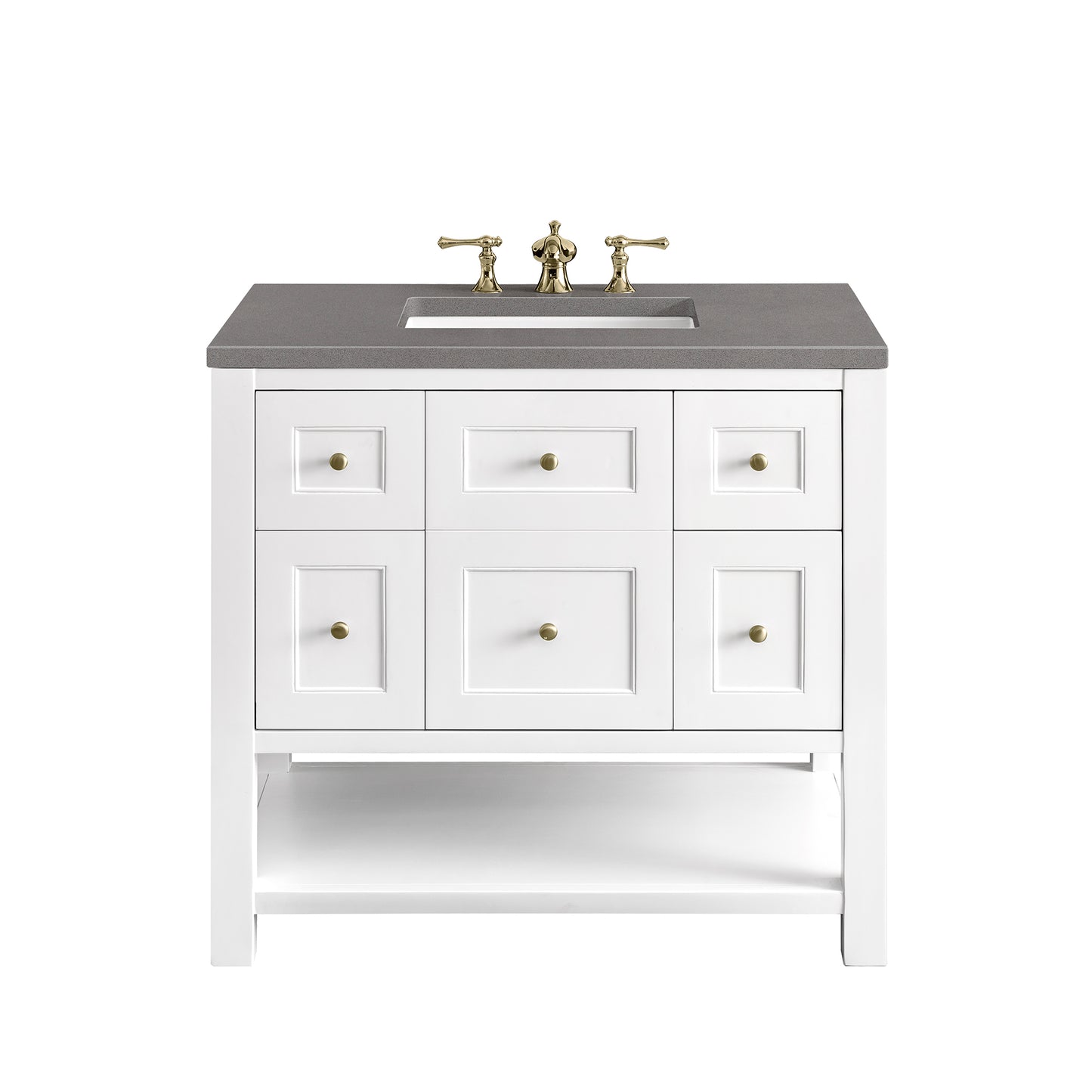 Breckenridge 36" Single Vanity, Bright White w/ 3 CM Grey Expo Top