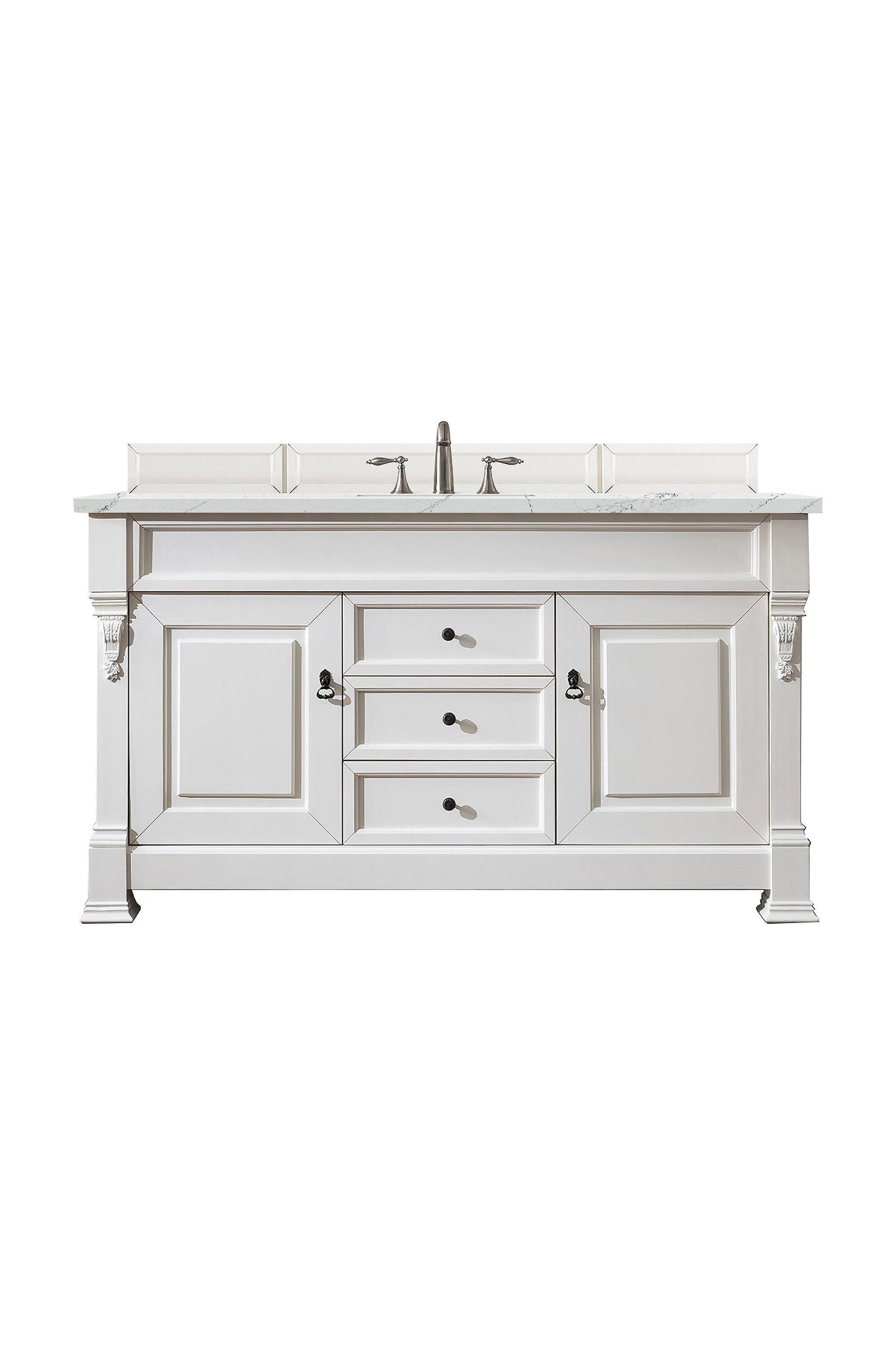 Brookfield 60" Single Vanity, Bright White w/ 3 CM Ethereal Noctis Quartz Top