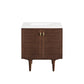 Amberly 30" Single Vanity, Mid-Century Walnut w/ 3 CM White Zeus Top