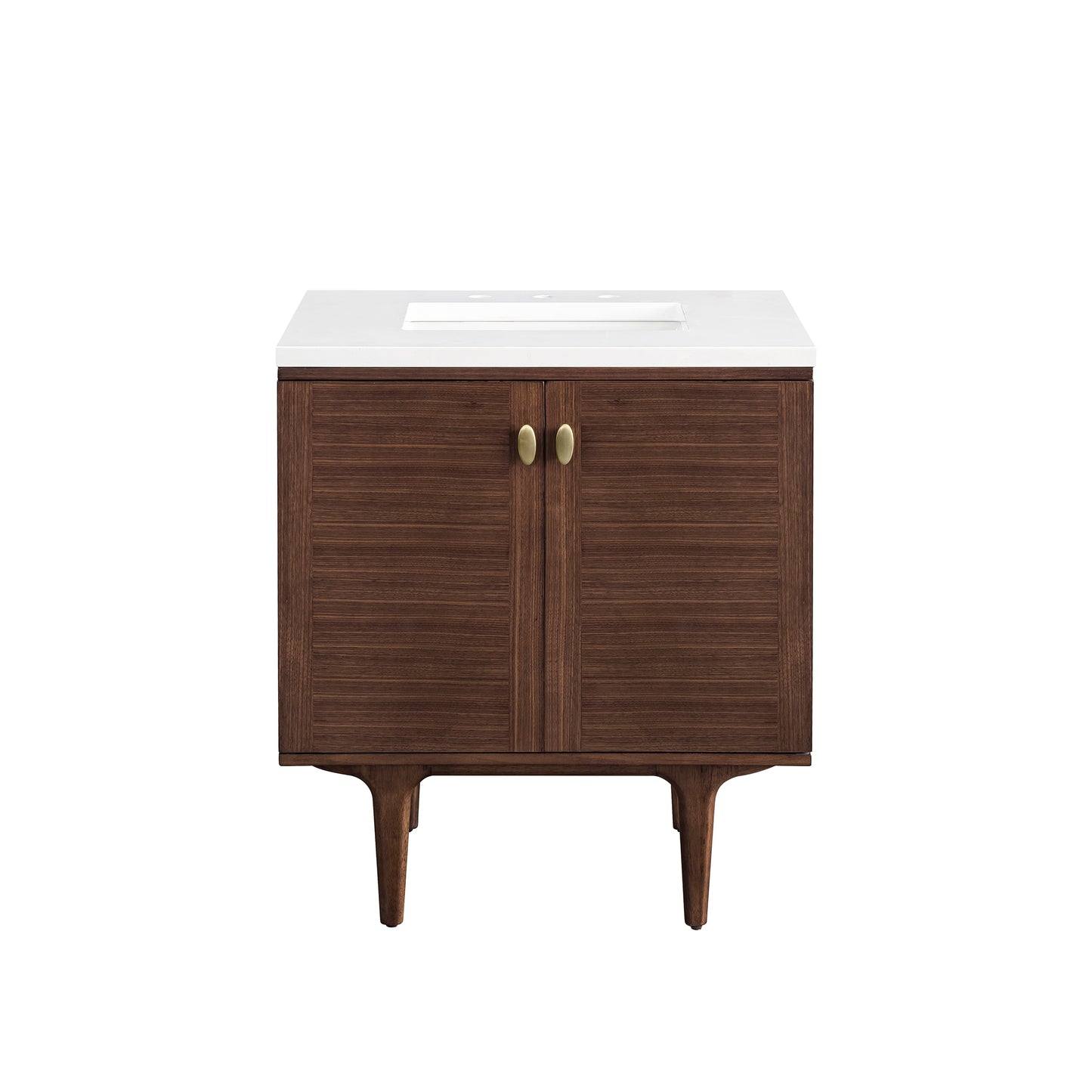 Amberly 30" Single Vanity, Mid-Century Walnut w/ 3 CM White Zeus Top