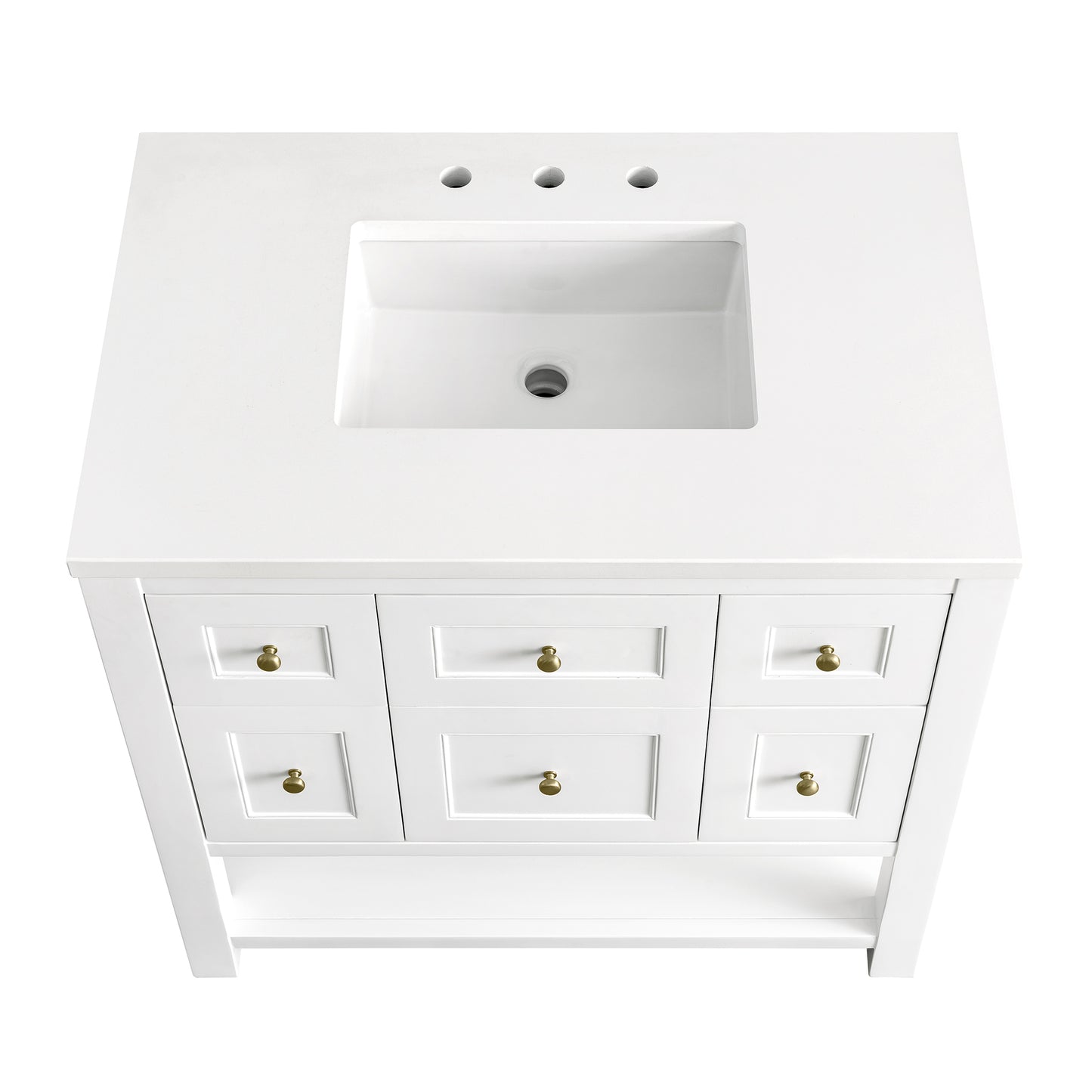 Breckenridge 36" Single Vanity, Bright White w/ 3 CM White Zeus Top