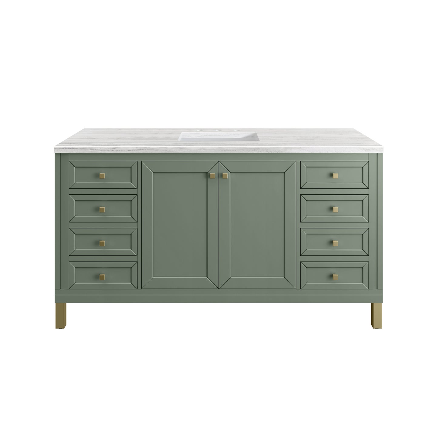 Chicago 60" Single Vanity, Smokey Celadon w/ 3 CM Arctic Fall Top