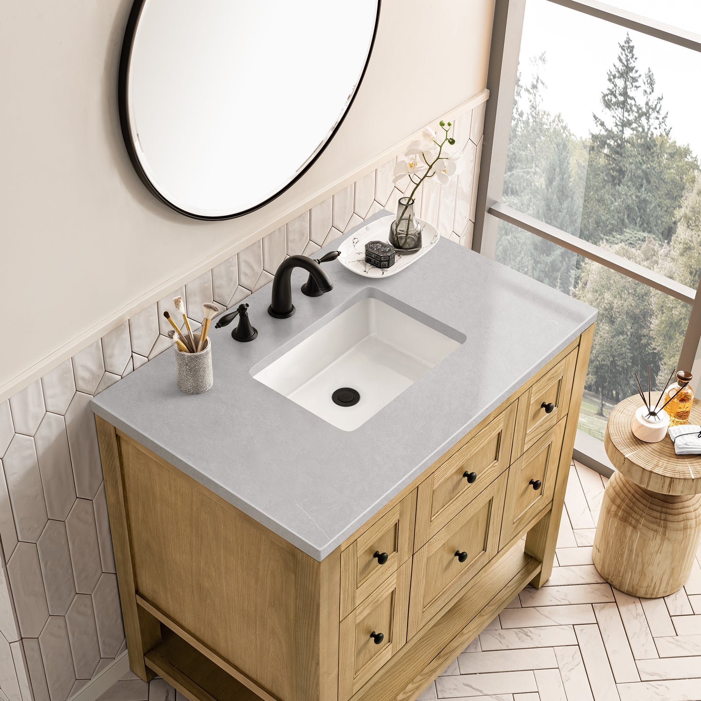 Breckenridge 36" Single Vanity, Light Natural Oak w/ 3 CM Eternal Serena Top