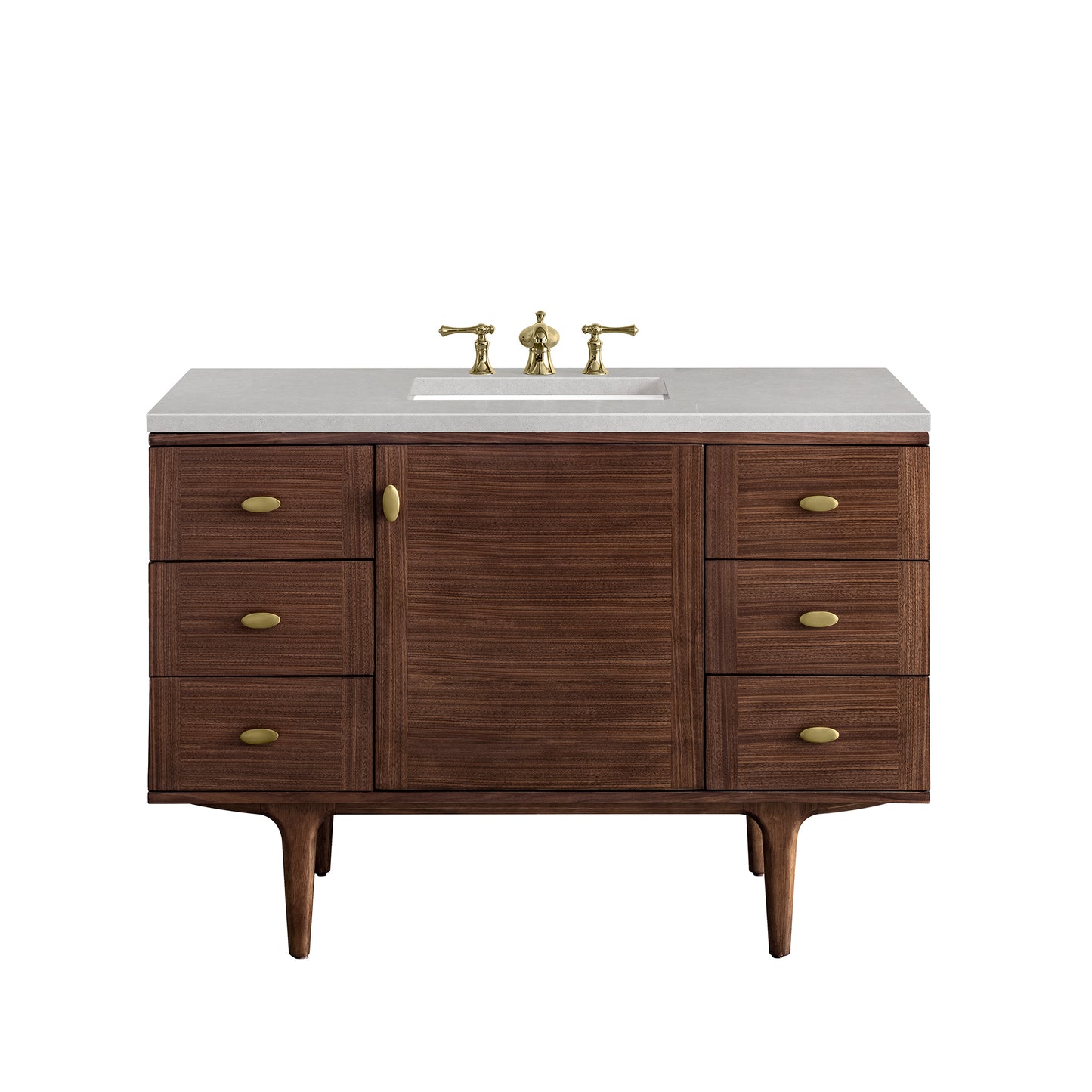 Amberly 48" Single Vanity, Mid-Century Walnut w/ 3 CM Eternal Serena Top