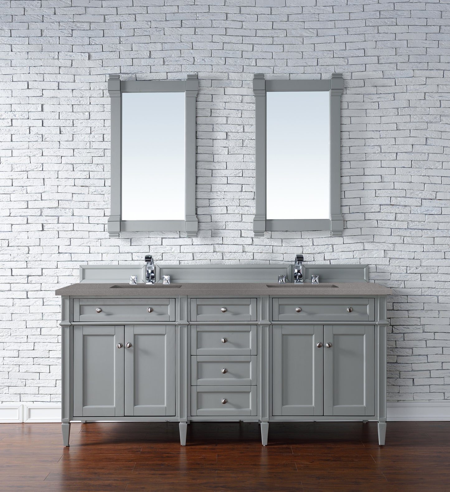 Brittany 72" Double Vanity, Urban Gray w/ 3 CM Grey Expo Quartz Top