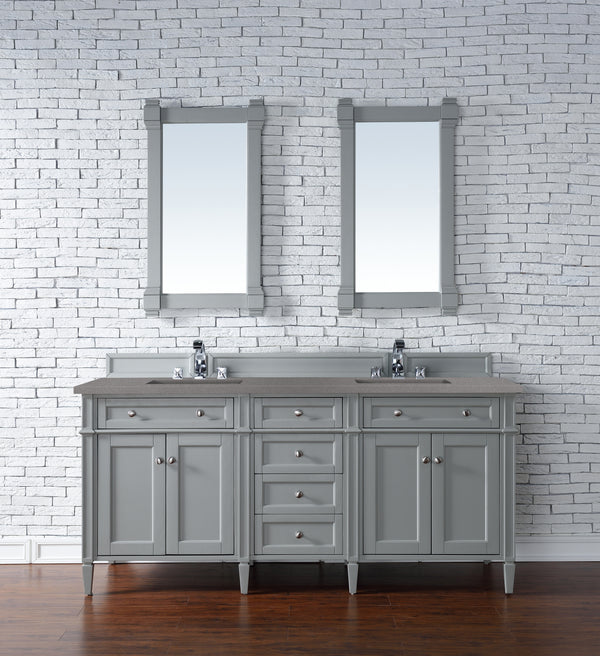 Brittany 72 Double Vanity, Urban Gray w/ 3 CM Grey Expo Quartz Top