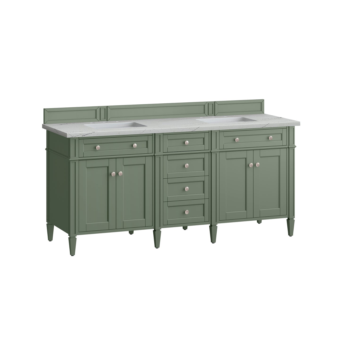 Brittany 72" Double Vanity, Smokey Celadon w/ 3 CM Ethereal Noctis Top