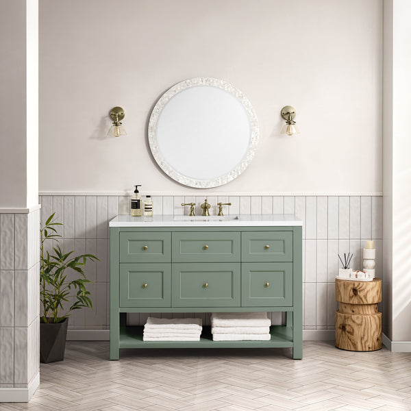 Breckenridge 48 Single Vanity, Smokey Celadon w/ 3 CM White Zeus Top