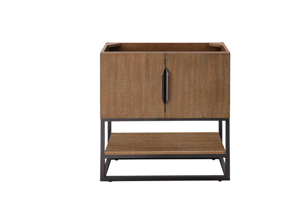 Columbia 31.5 Single Vanity Cabinet, Latte Oak, Matte Black