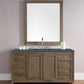 Chicago 60" Single Vanity, Whitewashed Walnut w/ 3 CM Charcoal Soapstone Quartz Top