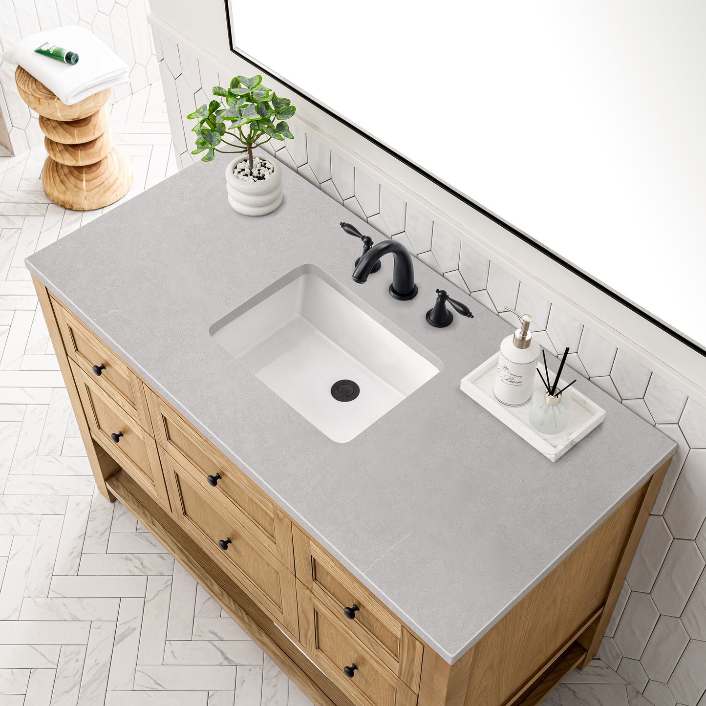 Breckenridge 48" Single Vanity, Light Natural Oak w/ 3 CM Eternal Serena Top