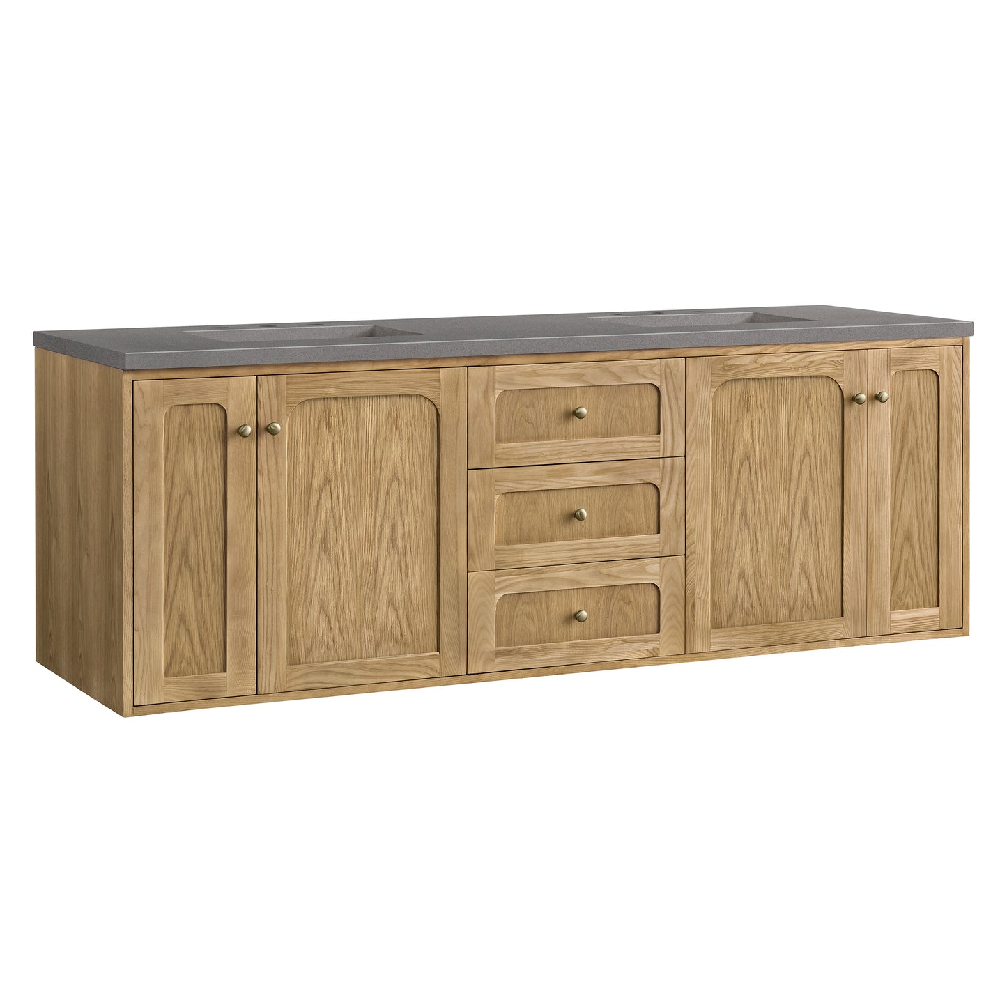 Laurent 72" Double Vanity, Light Natural Oak w/ 3 CM Grey Expo Top