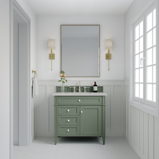 Brittany 36" Single Vanity, Smokey Celadon w/ 3 CM Eternal Serena Top