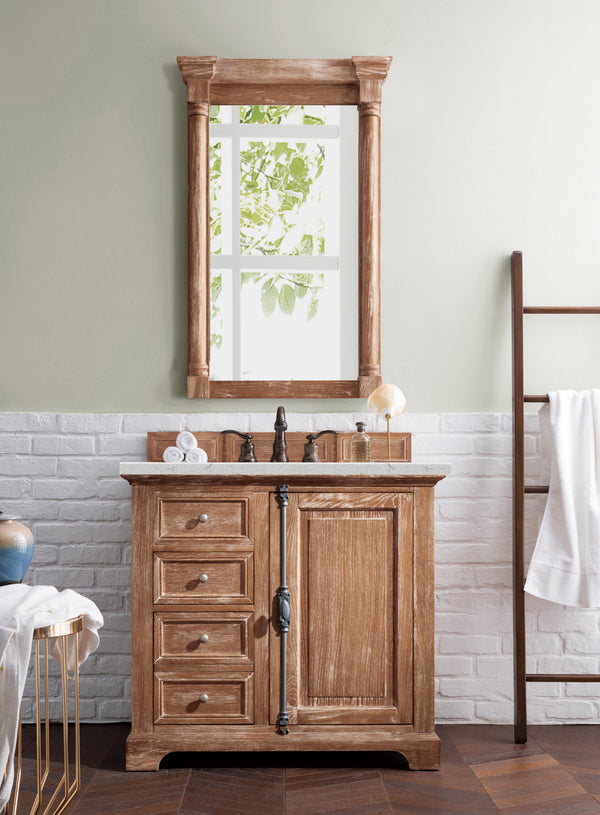 Providence 36 Single Vanity, Driftwood w/ 3 CM Eternal Jasmine Pearl Quartz Top